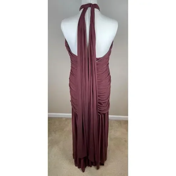 RETROFETE Maisie Ruched Draped Halterneck Maxi in Port Red Size XXL - Picture 9 of 11